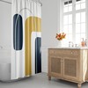 Rainbow Arch Geometric Shower Curtain, Mid-Century Modern Boho Bath Decor with Minimalist Abstract Design