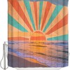 Rainbow Beach Sunset Shower Curtain, Waterproof and Washable Bathroom Decor 