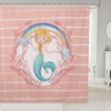 Rainbow Cloud Floral Print Mermaid Shower Curtain for Kids Girls Teens Room Decor