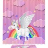 Rainbow Clouds And Cute Unicorn Shower Set With Bathroom Accessories And Fabric Curtains