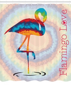 Rainbow Colored Birds Print Flamingo Shower Curtain For Fun Bathroom Decor