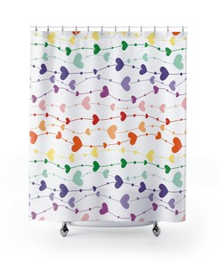 Rainbow Colored Heart Shower Curtain To Brighten Up Your Kids' Bathroom