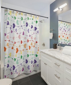 Rainbow Colored Heart Shower Curtain To Brighten Up Your Kids' Bathroom