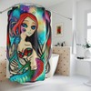 Rainbow Colored Mermaid Art Shower Curtain - Abstract Art Design Print for Modern Bathroom Decor 