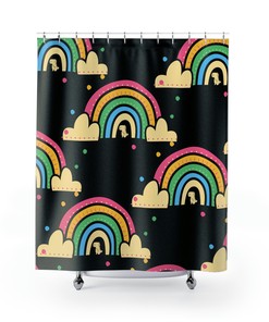 Rainbow Dinosaur Shower Curtain For A Playful Kids' Bathroom Decor