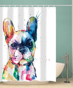 Rainbow Frenchie Shower Curtain For French Bulldog Fans' Bathroom