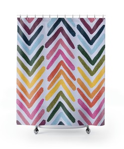 Rainbow Geometric Pattern Shower Curtain For Colorful Bathroom Decor
