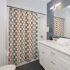 Rainbow Geometric Subway Tiles Shower Curtain, Cool Colorful Bathroom Decor, Retro Decor 70s, Funky Kids Bathroom