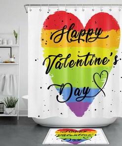 Rainbow Heart Shower Curtain For A Colorful Valentine'S Day Bathroom