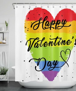 Rainbow Heart Shower Curtain For A Colorful Valentine'S Day Bathroom