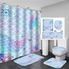 Rainbow Mermaid Scale Shower Curtain Set For Colorful Bathroom.