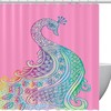 Rainbow Peacock Floral Animal Fabric Shower Curtain for Bathroom Decor