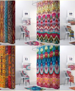 Rainbow Stripe Bathroom Decor Boho Colorful Shower Curtain