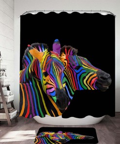Rainbow Striped Zebras Shower Curtain - A Bright And Colorful Addition To Your Bathroom