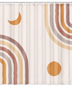 Rainbow Sun Moon Boho Shower Curtain for a Vibrant Bathroom
