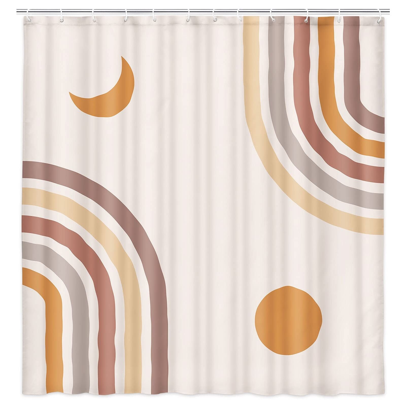 Rainbow Sun Moon Boho Shower Curtain for a Vibrant Bathroom