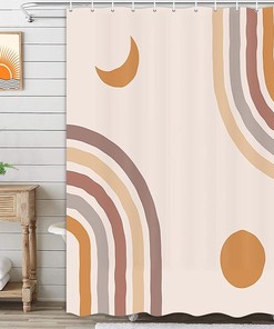 Rainbow Sun Moon Boho Shower Curtain for a Vibrant Bathroom