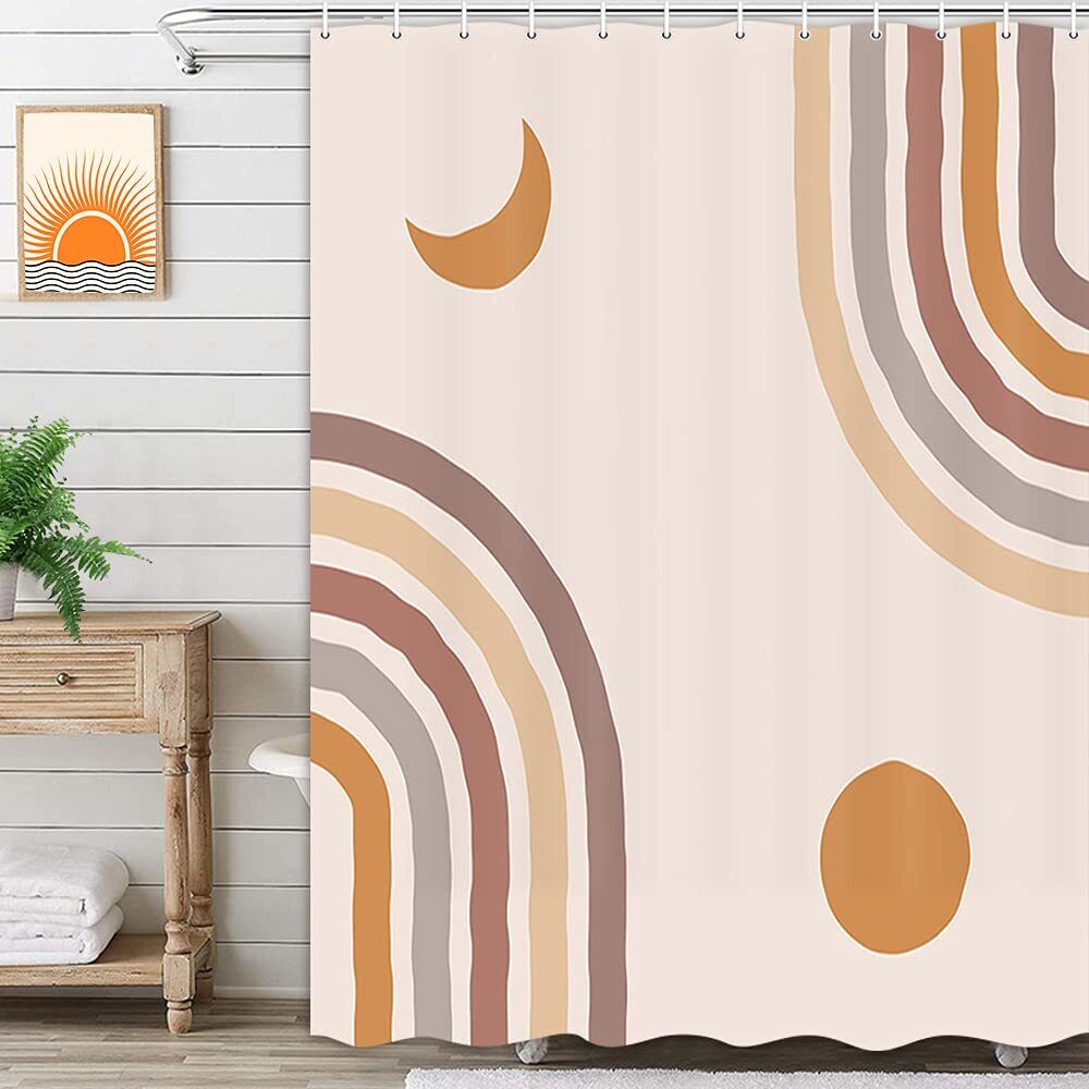 Rainbow Sun Moon Boho Shower Curtain for a Vibrant Bathroom