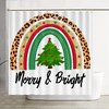 Rainbow Xmas Tree Shower Curtain - Merry And Bright Unique Vintage Leopard Plaid Graphic Bathroom Curtain Decor