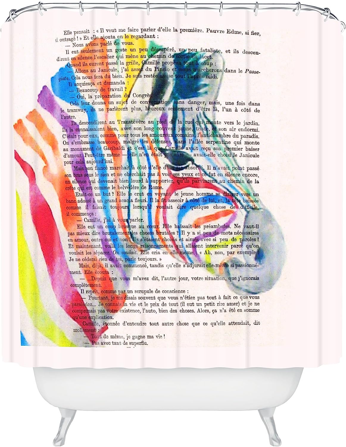 Rainbow Zebra Head Shower Curtain By Coco De Paris - A Fun And Colorful Print For Your Bathroom