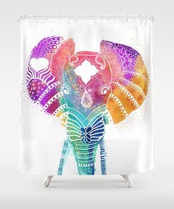 Rainbow Zen Yoga Farmhouse Boho Elephant Shower Curtain For Relaxing Bathroom Decor 
