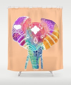 Rainbow Zen Yoga Farmhouse Boho Elephant Shower Curtain For Relaxing Bathroom Decor