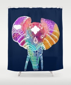 Rainbow Zen Yoga Farmhouse Boho Elephant Shower Curtain For Relaxing Bathroom Decor