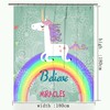 Rainbow and Cute Unicorn Print Shower Curtain for Little Girl's Bathroom Decor