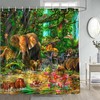 Rainforest Animal Shower Curtain, Tropical Jungle Forest Wildlife Bathroom Decor