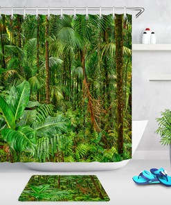 Rainforest Bloom Plants Shower Curtain for Botanical-Inspired Bathroom Decor