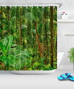 Rainforest Bloom Plants Shower Curtain for Botanical-Inspired Bathroom Decor