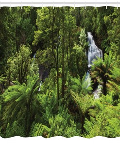 Rainforest Fall River Print Shower Curtain for a Serene Bath