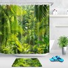 Rainforest Green Leaves Shower Curtain for Natural Bathroom Decor