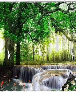 Rainforest Jungle Forest Shower Curtain For Nature Lovers Shower Curtain Nature Rainforest Jungle Plant Green Tree Birds
