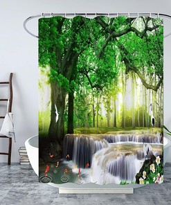 Rainforest Jungle Forest Shower Curtain For Nature Lovers Shower Curtain Nature Rainforest Jungle Plant Green Tree Birds