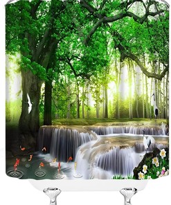 Rainforest Jungle Forest Shower Curtain For Nature Lovers Shower Curtain Nature Rainforest Jungle Plant Green Tree Birds