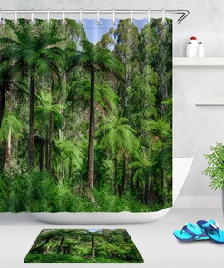 Rainforest Jungle Shower Curtain for Summer Bloom Bathroom Decor 