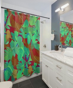 Rainforest Leaves Shower Curtain For Botanical Bathroom Refresh