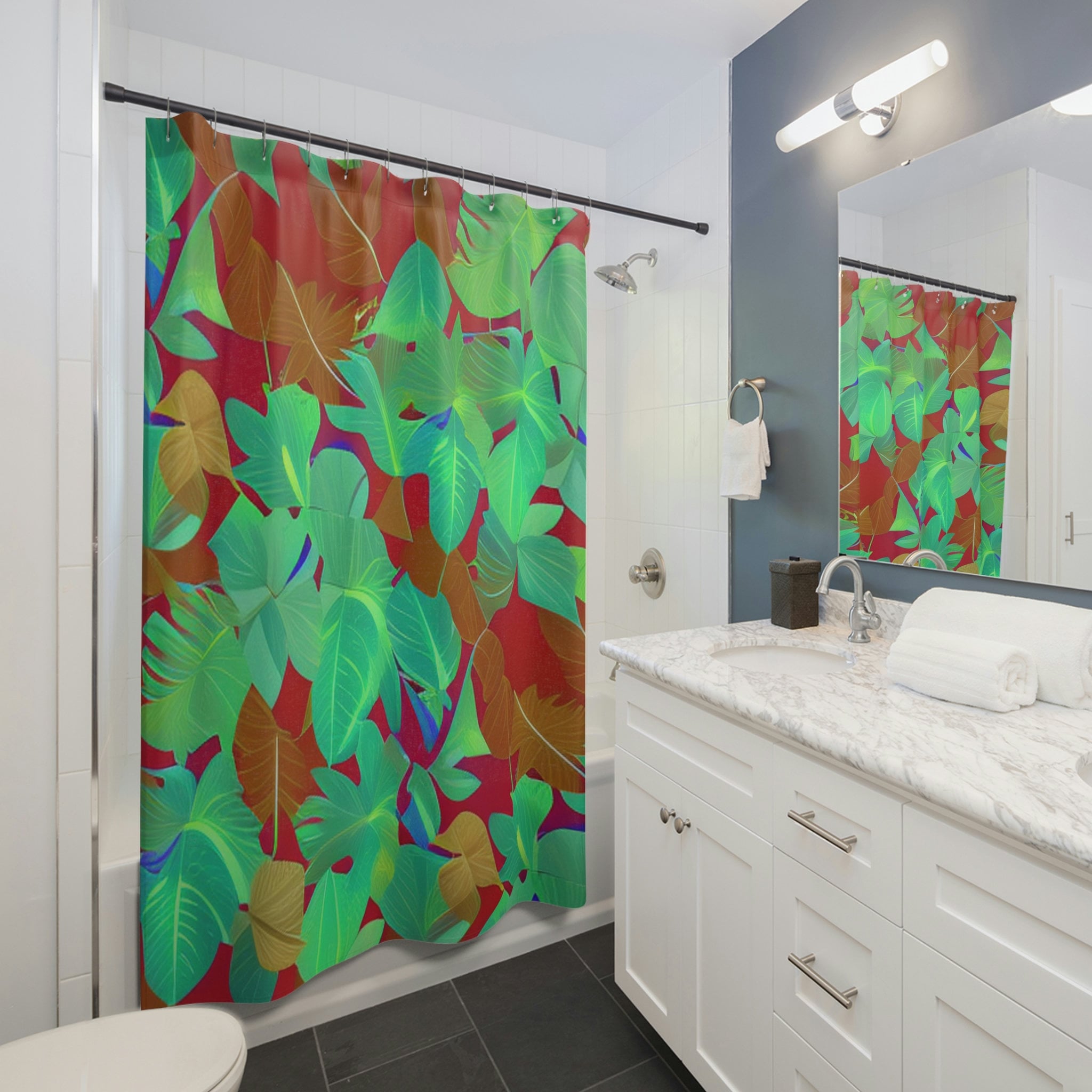 Rainforest Leaves Shower Curtain For Botanical Bathroom Refresh