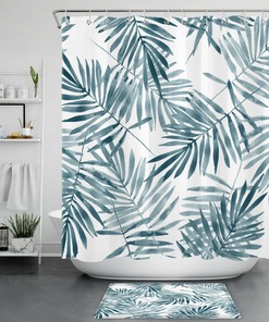 Rainforest Palm Leaf Shower Curtain - Exotic Bathroom Decor