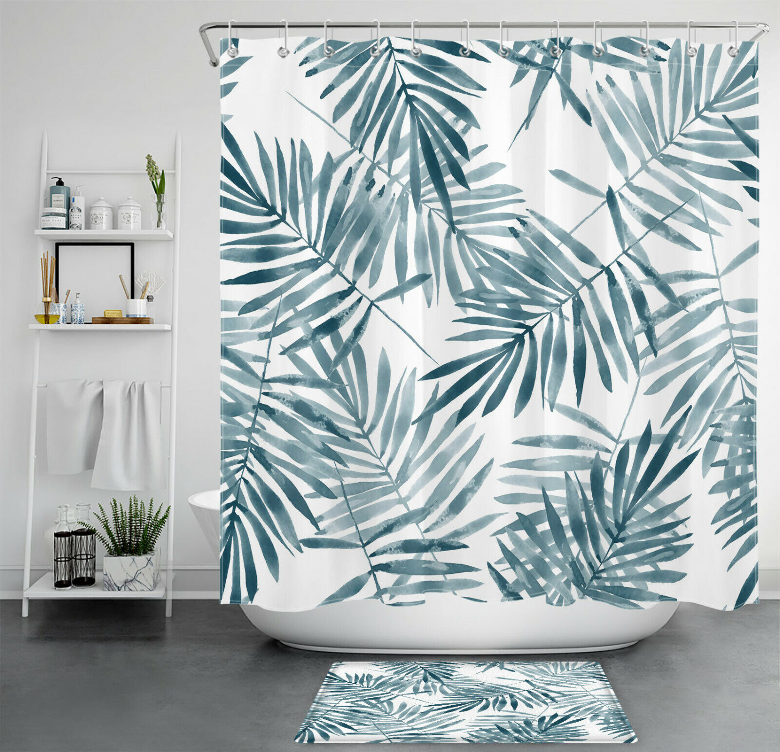 Rainforest Palm Leaf Shower Curtain - Exotic Bathroom Decor