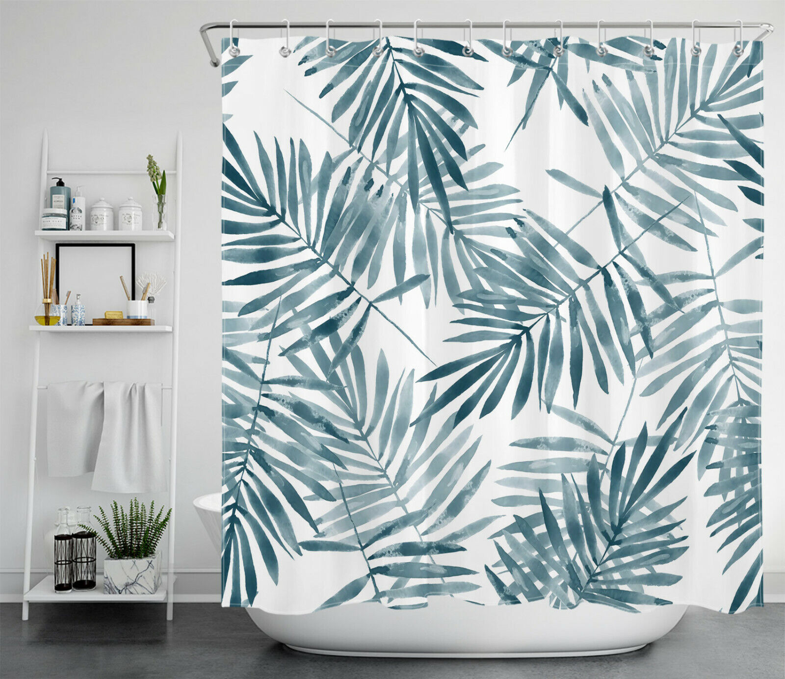 Rainforest Palm Leaf Shower Curtain - Exotic Bathroom Decor