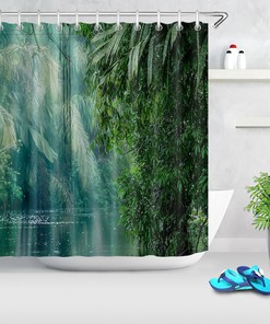 Rainforest Stream Shower Curtain for Nature-Inspired Bathroom Decor