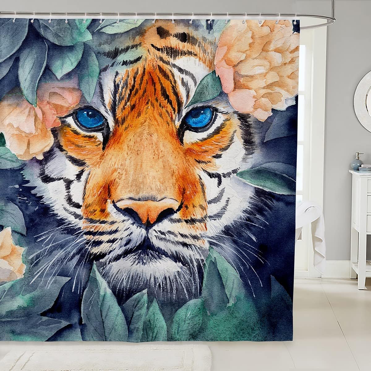 Rainforest Tiger Pattern Shower Curtain for Your Jungle-Themed Bathroom Decor