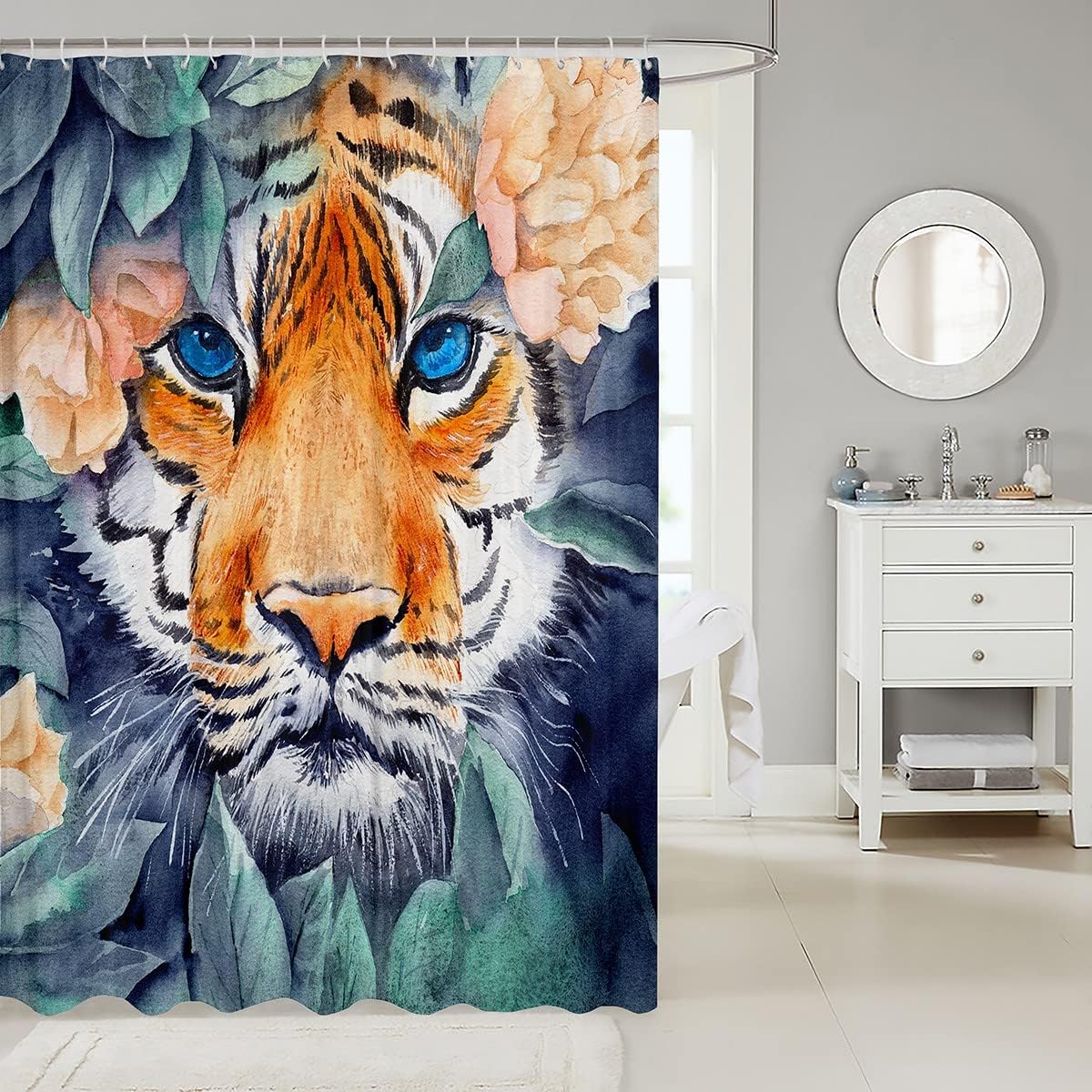 Rainforest Tiger Pattern Shower Curtain for Your Jungle-Themed Bathroom Decor