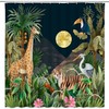Rainforest-Inspired Animal and Greenery Shower Curtain for a Serene Bathroom