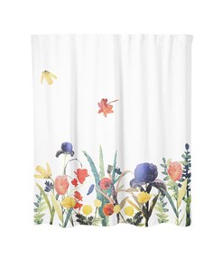 Ralph Moberly Floral Watercolor Painting Shower Curtain, Botanical Bath Curtain