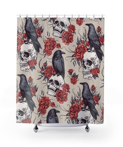 Raven And Skulls Gothic Shower Curtain Witchy Home Decoration And Pagan Room Decorr For Gifts