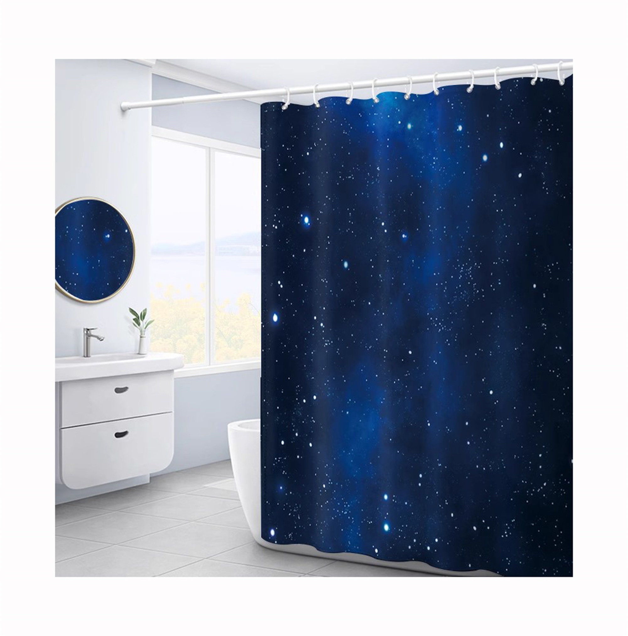 Reach For The Stars With This Nordic Star Shower Curtain, Perfect For Your Bathroom Partition Decoration