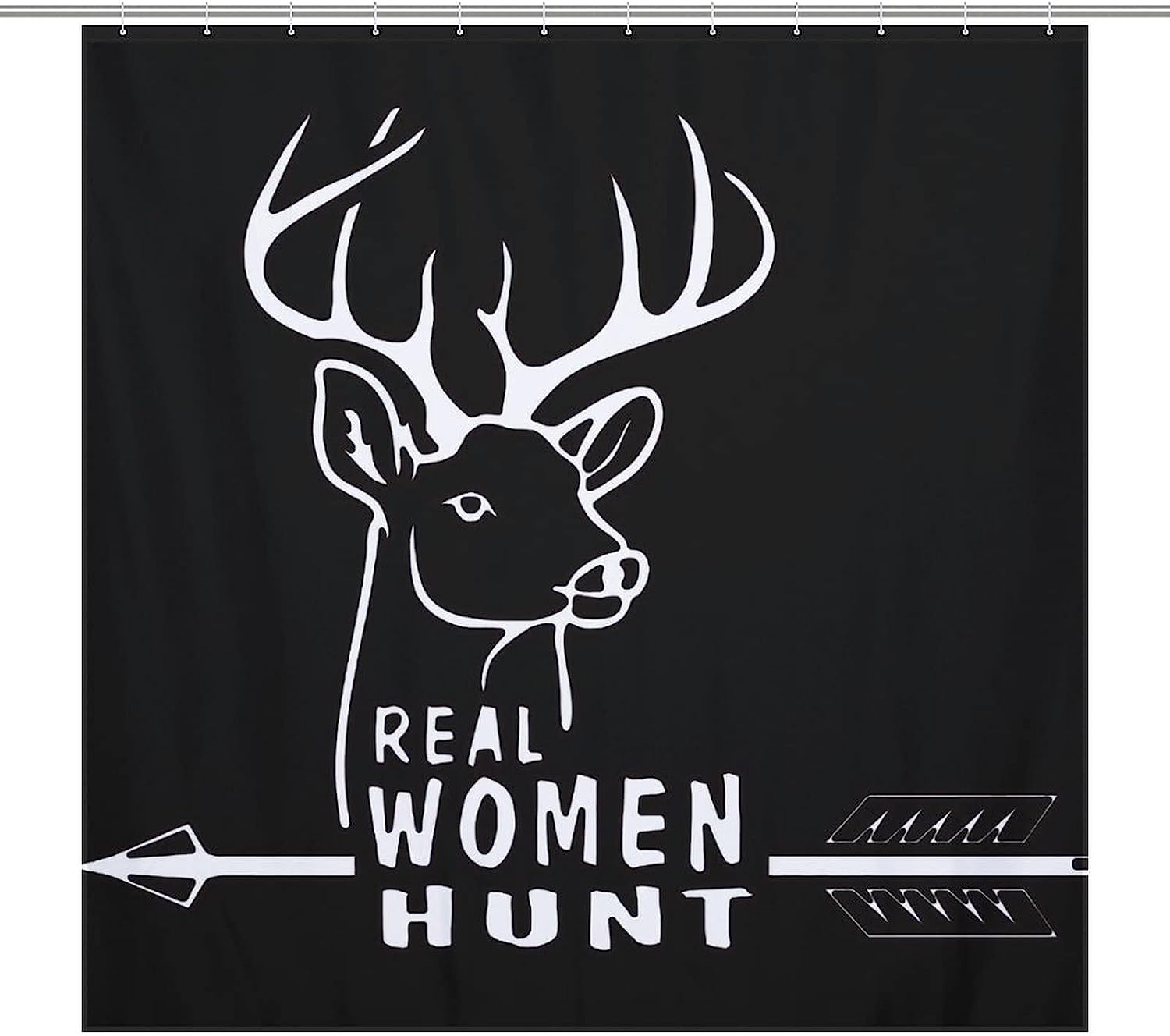 Real Woman Deer Hunt Shower Curtain, Waterproof Fabric Bath Curtain with Grommet Holes